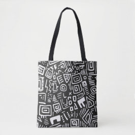 Trendschwarz-weiß Abstraktes Muster Tote Bag Tasche