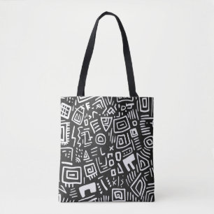 Trendschwarz-weiß Abstraktes Muster Tote Bag Tasche