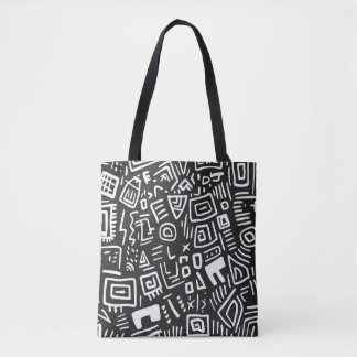 Trendschwarz-weiß Abstraktes Muster Tote Bag Tasche