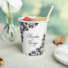 Trendschwarzer Spitzenpapier-Cup Pappbecher