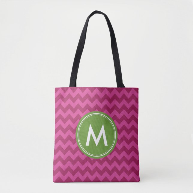 Trendsetter Lila Zickzack Monogramm Tasche (Vorderseite)