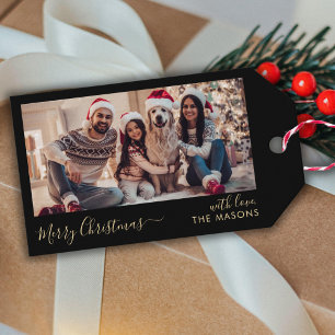 Trendskript Black Gold Family Foto Weihnachten Geschenkanhänger