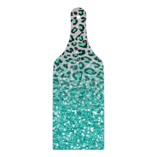 Trendsommer aqua green leopard Tier print Schneidebrett (Vorderseite)