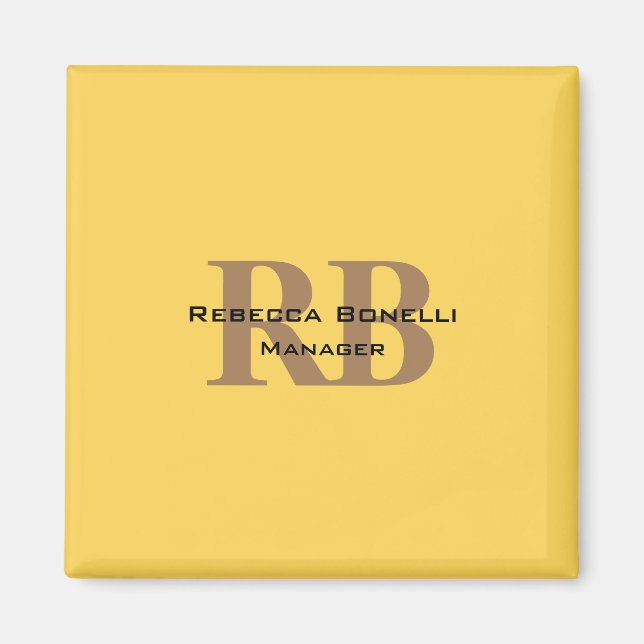 Trendstil Monogram Minimalistisch Schlicht gelb Magnet (Vorne)