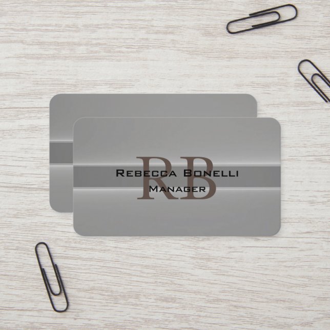 Trendstil Monogram Minimalistisch Schlicht Simple Visitenkarte (Vorderseite/Rückseite Beispiel)