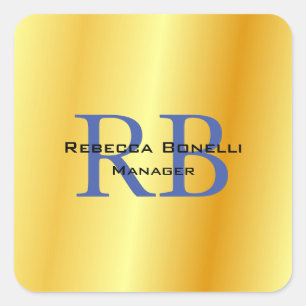 Trendstil Monogram Minimalistisch Schlichte Goldfa Quadratischer Aufkleber