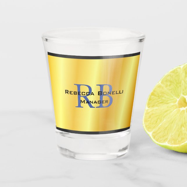 Trendstil Monogram Minimalistisch Schlichte Goldfa Schnapsglas (Vorderseite)