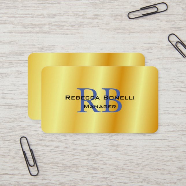 Trendstil Monogram Minimalistisch Schlichte Goldfa Visitenkarte (Vorderseite/Rückseite Beispiel)