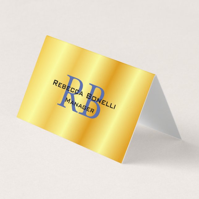 Trendstil Monogram Minimalistisch Schlichte Goldfa Visitenkarten (Vorderseite)