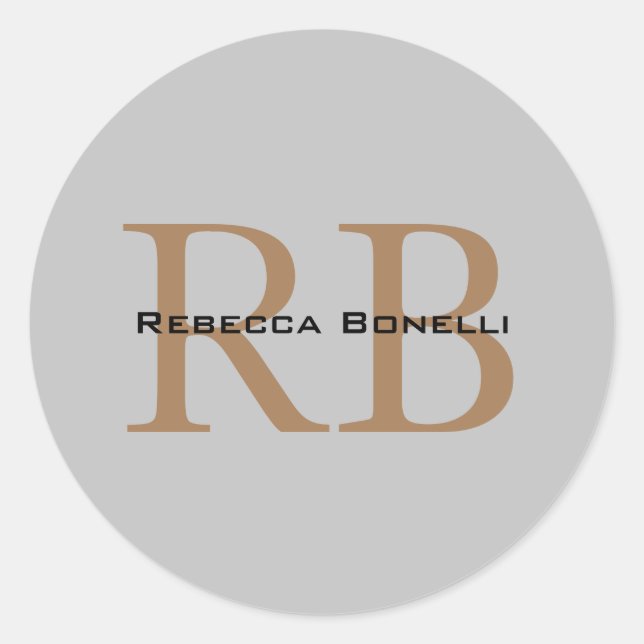 Trendstil Monogram Minimalistischer Schlichter Add Runder Aufkleber (Vorderseite)