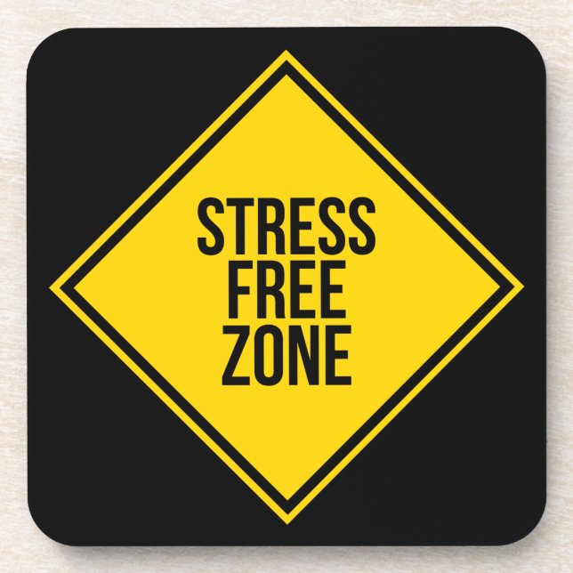 Trendstress Free Zone Zitat gelb schwarz Getränkeuntersetzer (Vorderseite)