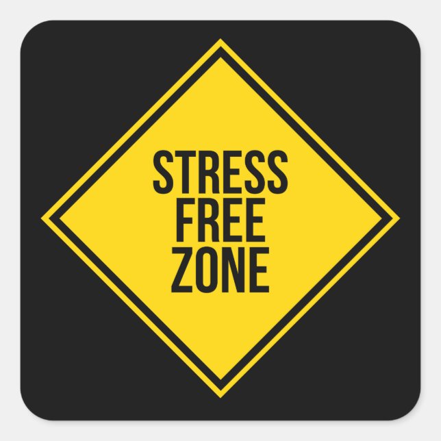 Trendstress Free Zone Zitat gelb schwarz Quadratischer Aufkleber (Vorderseite)