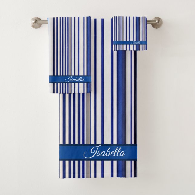 TrendSummer Navy Blue Boat Stripes Collection Badhandtuch Set (Insitu)