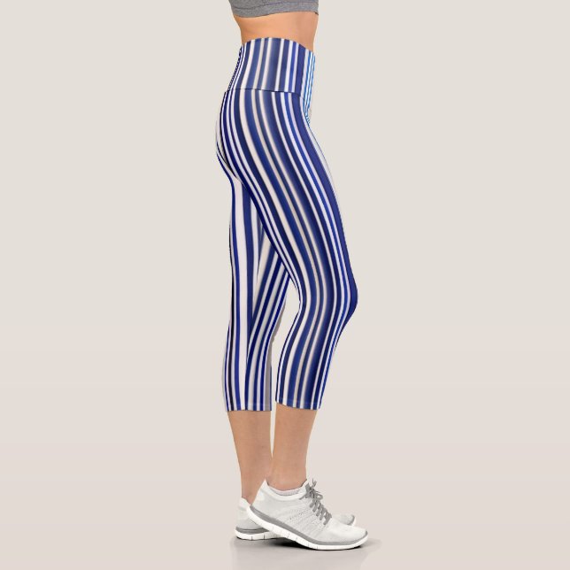 TrendSummer Navy Blue Boat Stripes Collection Capri Leggings (Rechts)