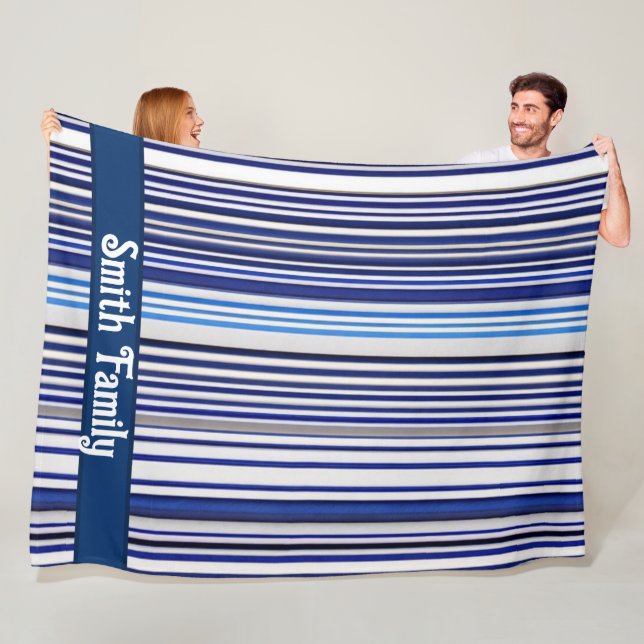 TrendSummer Navy Blue Boat Stripes Collection Fleecedecke (Beispiel)
