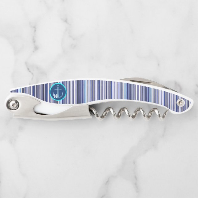 TrendSummer Navy Blue Boat Stripes Collection Kellnermesser (Vorderseite)