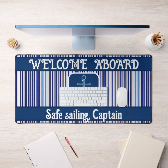 TrendSummer Navy Blue Boat Stripes Collection Schreibtischunterlage (Büro 1)