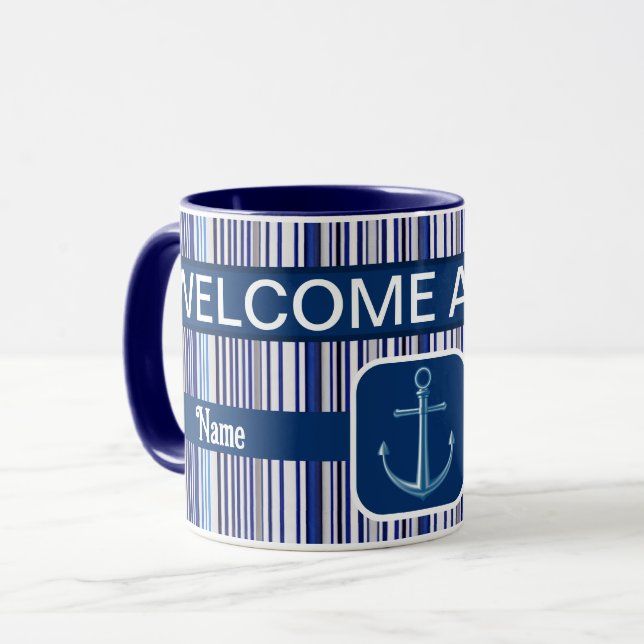 TrendSummer Navy Blue Boat Stripes Collection Tasse (Vorderseite Links)