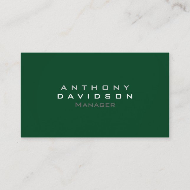 Trendup Forest Green Minimalistisch Business Card Visitenkarte (Vorderseite)