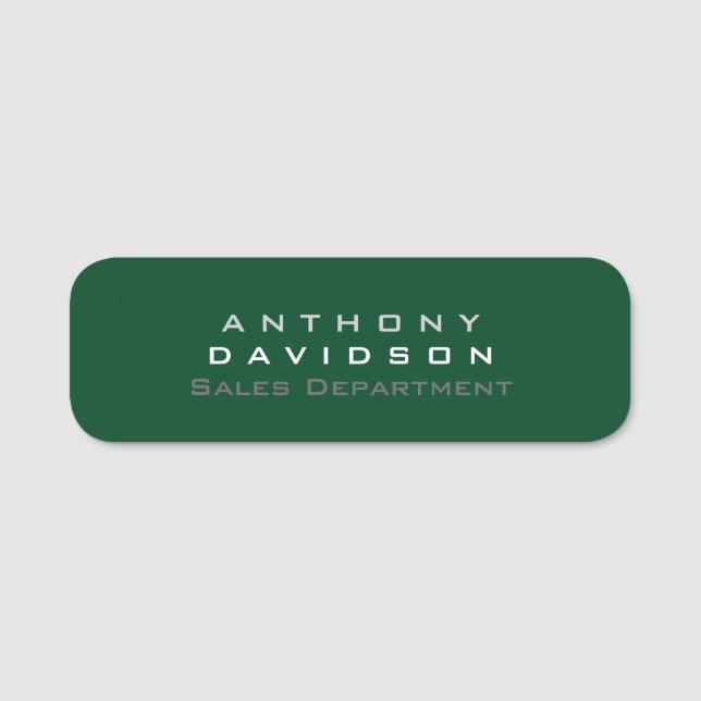 Trendup Forest Green Minimalistisch Business Namensschild (Vorderseite)