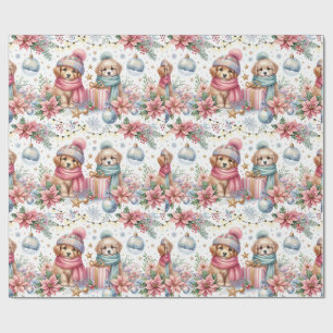 Trendweihnachtliche Welpen Wrapping Paper Geschenkpapier