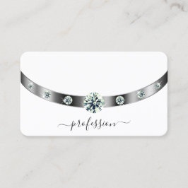 Trendweiß und Silber mit Diamanten Mit Monogramm Visitenkarte