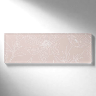 Trendweiße Blume Konturen Rosa Design Namenschild