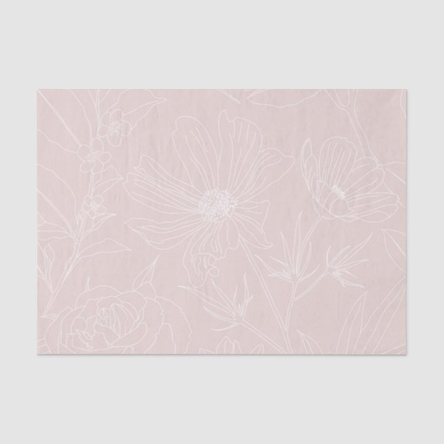 Trendweiße Blume Konturen Rosa Design Seidenpapier (Vorderseite)