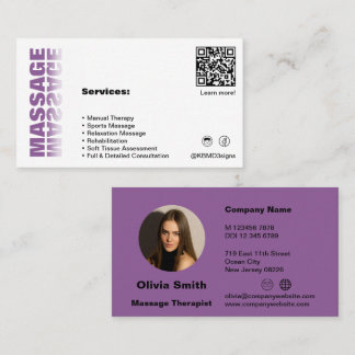 Trendweiße und Lila Massage Business Card Treuekarte