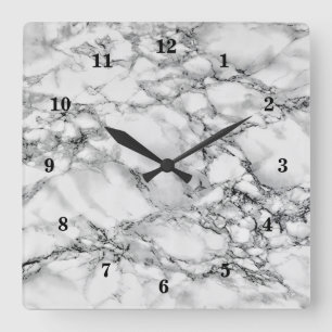 Trendweißer Marmorstein Quadratische Wanduhr