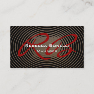 Trendwellen Muster Red Monogram Business Card Visitenkarte