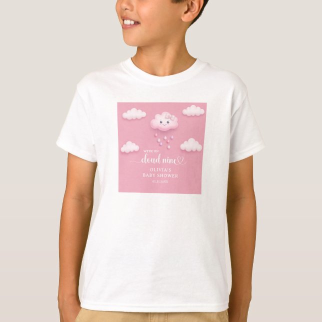 Trendwolke 9 Rosa-Mädchen-Dusche T-Shirt (Vorderseite)