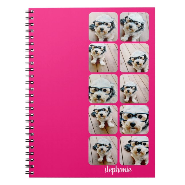 Trendy 10 Fotos - Hot-Rosa und moderner Scriptname Notizblock (Vorderseite)