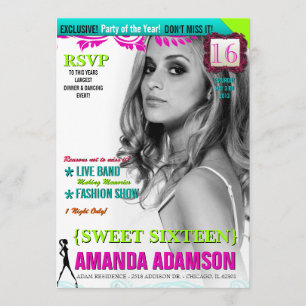 Trendy 16 . Geburtstag Magazine Cover Einladungen