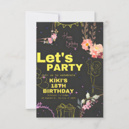 Trendy 18. Geburtstagsparty Einladungskarte