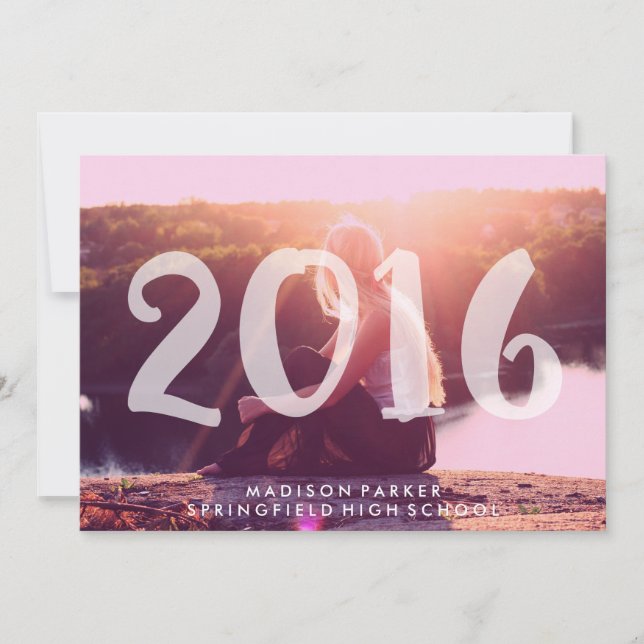 Trendy 2016 Pink Tint Transparent Foto Overlay Einladung (Vorderseite)