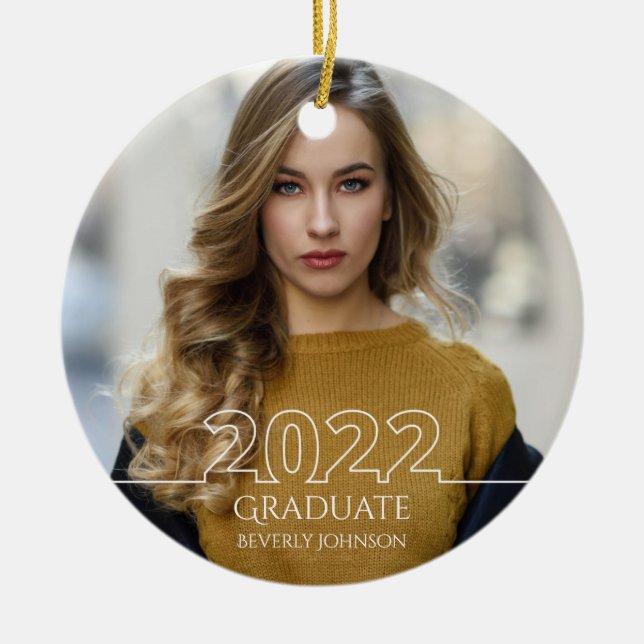 Trendy 2022 Graduate Foto Moderner Abschluss Keramik Ornament (Vorne)