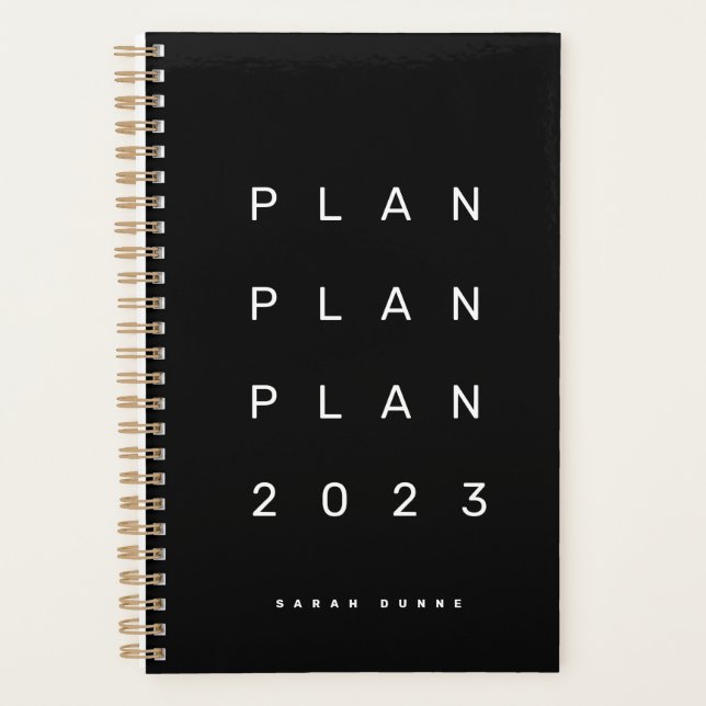 Trendy 2023 Moderne Noir Mensuel Hebdomadaire Non  (Devant)