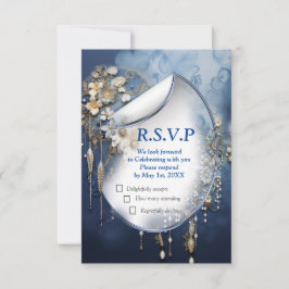 Trendy 3-D Denim Print mit Kostümschmuck RSVP Karte