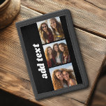 Trendy 3 Fotos und Chunky Name - Schwarz Trifold Geldbörse<br><div class="desc">Verwenden Sie 3 quadratische Fotos,  um ein einzigartiges und persönliches Geschenk zu schaffen. Ein schlichter schwarzer Hintergrund mit drei Fotos und Namen. Wenn Sie die Bilder anpassen müssen,  klicken Sie auf das Werkzeug anpassen,  um Änderungen vorzunehmen.</div>