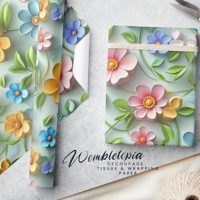 Trendy 3D Floral Daises | Moderne farbenfrohe Girl Geschenkpapier (Von Creator hochgeladen)