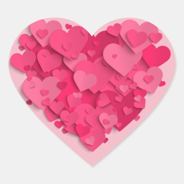 Trendy 3D Pink Heart Herz-Aufkleber (Vorderseite)