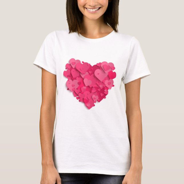 Trendy 3D Pink Heart T - Shirt (Vorderseite)