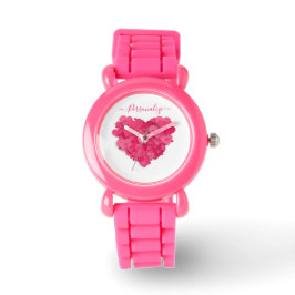 Trendy 3D Rosa Herzüberwachung mit Hinzufügen von  Armbanduhr
