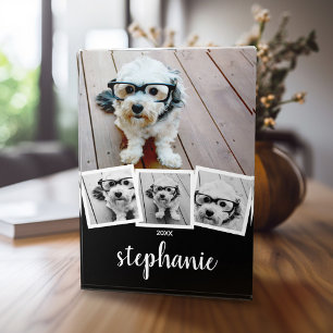 Trendy 4 Foto Collage Script Name White Black
