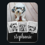 Trendy 4 Foto Collage Script Name White Black Puzzle<br><div class="desc">Für dieses Design können Sie quadratische oder selbstständige Fotos verwenden. Nutzen Sie vier quadratische Fotos,  um ein einzigartiges und persönliches Geschenk zu kreieren. Oder man behalte den Hipster Welpe und macht einen trendigen Sake. Wenn Sie die Bilder anpassen müssen,  klicken Sie auf das Werkzeug anpassen,  um Änderungen vorzunehmen.</div>