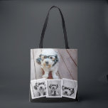 Trendy 4 Foto Collage White Black Tasche<br><div class="desc">Nutzen Sie vier quadratische Fotos,  um ein einzigartiges und persönliches Geschenk zu kreieren. Oder man behalte den Hipster Welpe und macht einen trendigen Sake. Wenn Sie die Bilder anpassen müssen,  klicken Sie auf das Werkzeug anpassen,  um Änderungen vorzunehmen.</div>