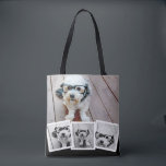 Trendy 4 Foto Collage White Black Tasche<br><div class="desc">Nutzen Sie vier quadratische Fotos,  um ein einzigartiges und persönliches Geschenk zu kreieren. Oder man behalte den Hipster Welpe und macht einen trendigen Sake. Wenn Sie die Bilder anpassen müssen,  klicken Sie auf das Werkzeug anpassen,  um Änderungen vorzunehmen.</div>