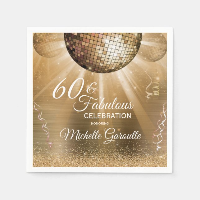 Trendy 60 & Fabulous Gold Serviette (Vorderseite)