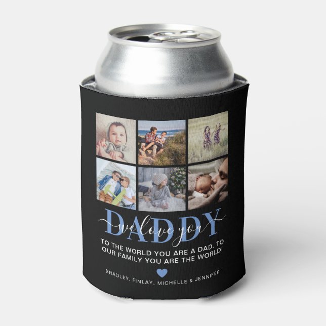 Trendy 6 Insta Foto Collage DADDY 'we Liebe you' Dosenkühler (Kanne Vorderseite)